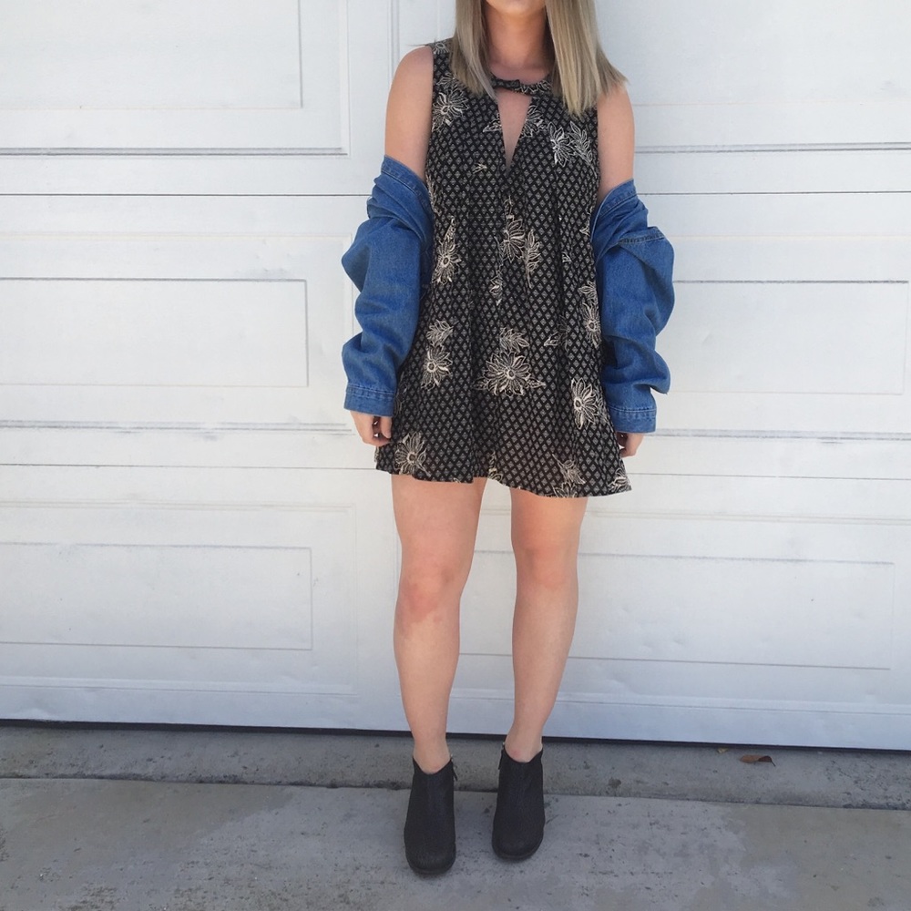 Floral Cutout Mini Dress